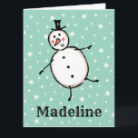 Personalisiert Snowman Weihnachten Karte<br><div class="desc">Diese personalisierte Weihnachtskarte zeigt den Snowman-Charakter der Weihnachtszeit-Crew.</div>