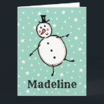 Personalisiert Snowman Weihnachten Karte<br><div class="desc">Diese personalisierte Weihnachtskarte zeigt den Snowman-Charakter der Weihnachtszeit-Crew.</div>