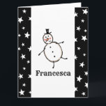 Personalisiert Snowman Weihnachten Karte<br><div class="desc">Diese personalisierte Weihnachtskarte zeigt den Snowman-Charakter der Weihnachtszeit-Crew.</div>