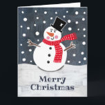 Personalisiert Snowman Weihnachten Karte<br><div class="desc">Diese Schneeszene ist aus einer Collage von Helen McCartney Designs gedruckt.</div>