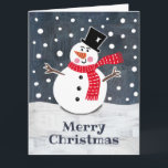 Personalisiert Snowman Weihnachten Karte<br><div class="desc">Diese Schneeszene ist aus einer Collage von Helen McCartney Designs gedruckt.</div>