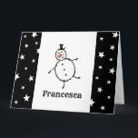 Personalisiert Snowman Weihnachten Karte<br><div class="desc">Diese personalisierte Weihnachtskarte zeigt den Snowman-Charakter der Weihnachtszeit-Crew.</div>