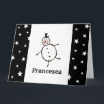 Personalisiert Snowman Weihnachten Karte<br><div class="desc">Diese personalisierte Weihnachtskarte zeigt den Snowman-Charakter der Weihnachtszeit-Crew.</div>