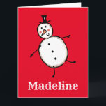 Personalisiert Snowman Weihnachten Karte<br><div class="desc">Diese personalisierte Weihnachtskarte zeigt den Snowman-Charakter der Weihnachtszeit-Crew.</div>