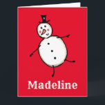 Personalisiert Snowman Weihnachten Karte<br><div class="desc">Diese personalisierte Weihnachtskarte zeigt den Snowman-Charakter der Weihnachtszeit-Crew.</div>