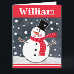 Personalisiert Snowman Weihnachten Karte<br><div class="desc">Diese Schneeszene ist aus einer Collage von Helen McCartney Designs gedruckt.</div>