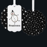 Personalisiert Snowman Weihnachten Ornament Karte<br><div class="desc">Diese personalisierte Weihnachtskarte zeigt den Snowman-Charakter der Weihnachtszeit-Crew.</div>