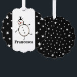 Personalisiert Snowman Weihnachten Ornament Karte<br><div class="desc">Diese personalisierte Weihnachtskarte zeigt den Snowman-Charakter der Weihnachtszeit-Crew.</div>