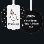Personalisiert Snowman Weihnachten Ornament Karte<br><div class="desc">Diese personalisierte Weihnachtskarte zeigt den Snowman-Charakter der Weihnachtszeit-Crew.</div>