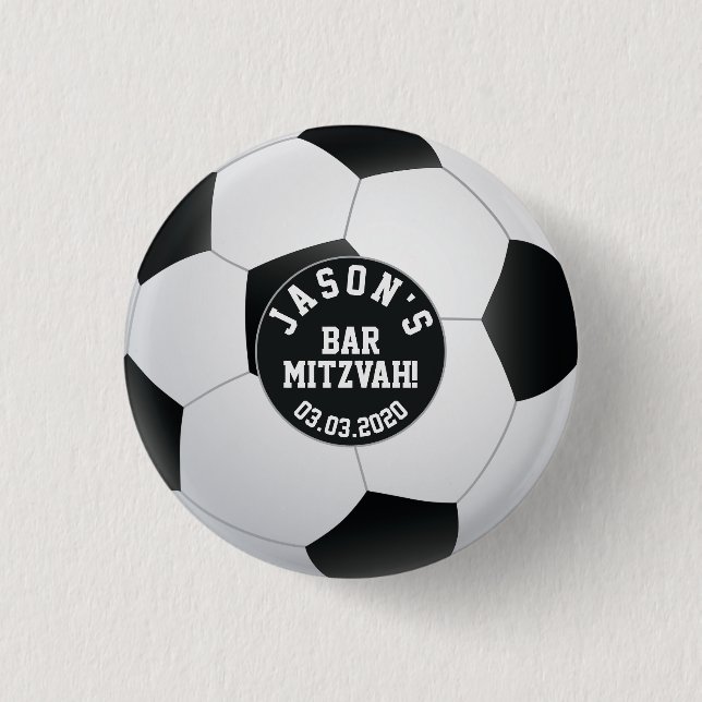 Personalisiert Soccer Bar Mitzvah Gefallen Button (Vorderseite)