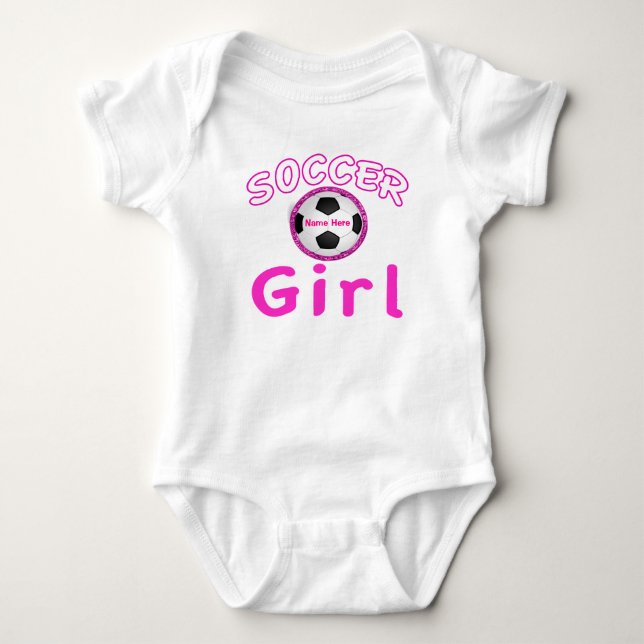 Personalisiert Soccer Girl Baby Bekleidung Baby Na Strampler (Vorderseite)