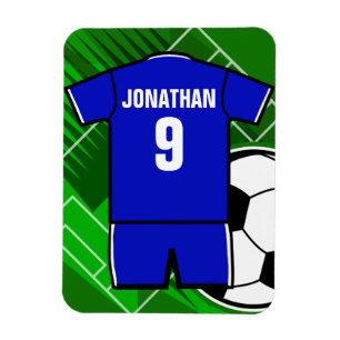 Personalisiert Soccer Jersey Blue mit Weiß Magnet