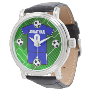 Personalisiert Soccer Jersey Blue mit White Armbanduhr