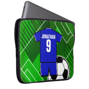 Personalisiert Soccer Jersey Blue mit White Laptopschutzhülle