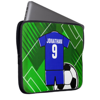 Personalisiert Soccer Jersey Blue mit White Laptopschutzhülle