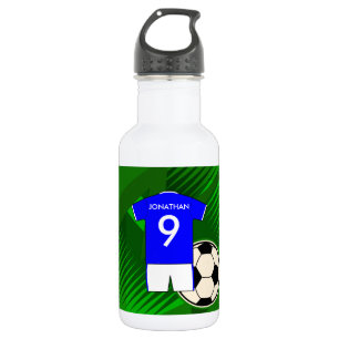 Personalisiert Soccer Jersey Blue und White Edelstahlflasche
