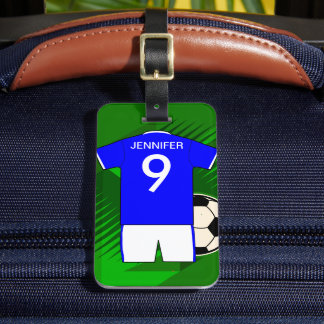 Personalisiert Soccer Jersey Blue und White Gepäckanhänger
