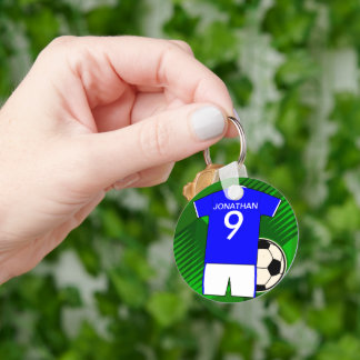 Personalisiert Soccer Jersey Blue und White Schlüsselanhänger