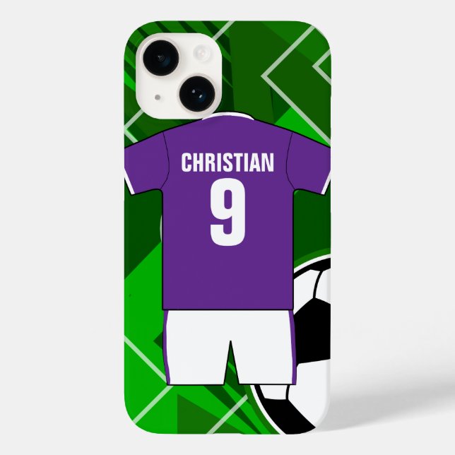 Personalisiert Soccer Jersey Lila und weiß Case-Mate iPhone Hülle (Rückseite)