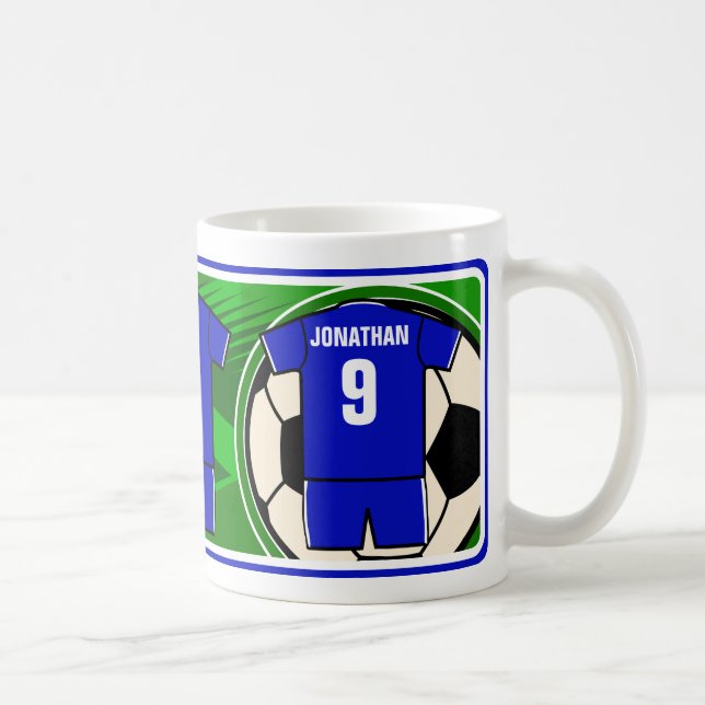 Personalisiert Soccer Jersey Name und Nummer blau Tasse (Rechts)