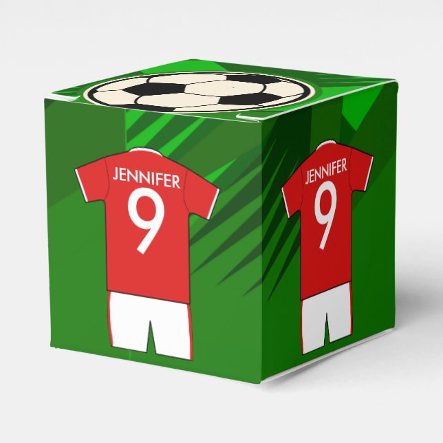Personalisiert Soccer Jersey Red and White Geschenkschachtel (Vorderseite)