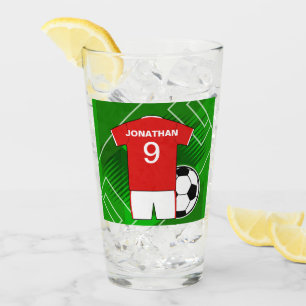 Personalisiert Soccer Jersey Red and White Glas