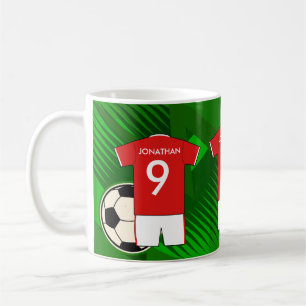 Personalisiert Soccer Jersey Red and White Tasse