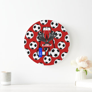 Personalisiert Soccer Monogram Letter A Große Wanduhr