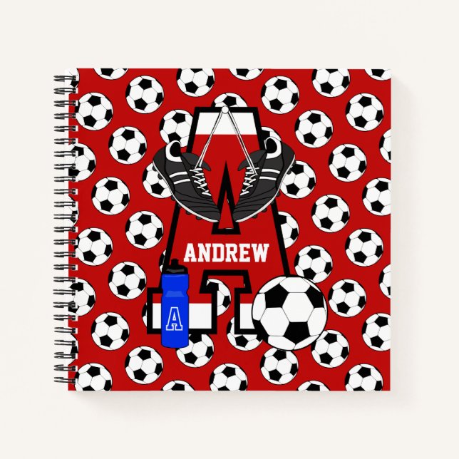 Personalisiert Soccer Monogram Letter A Notizbuch (Vorderseite)