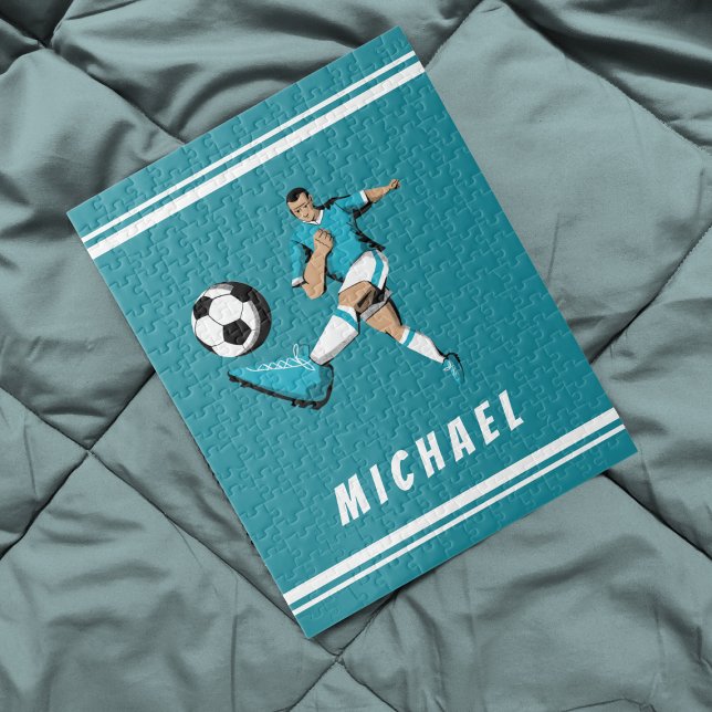 Personalisiert Soccer Player Coole Grafik gestreif Puzzle (Von Creator hochgeladen)