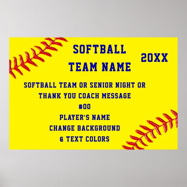 Personalisiert, Softball-Plakate, Softball Senior Poster (Vorne)
