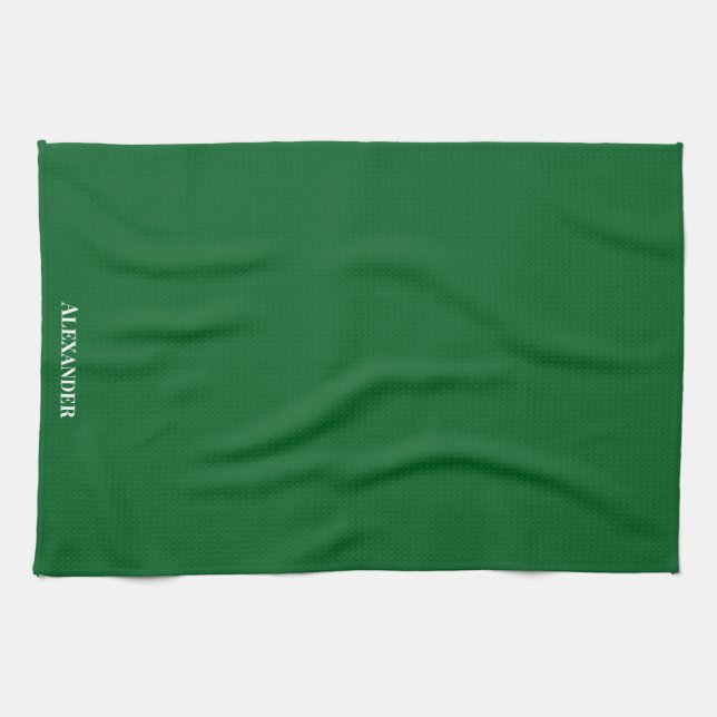 Personalisiert Solid Green Schlicht Solid White Sc Geschirrtuch (Horizontal)
