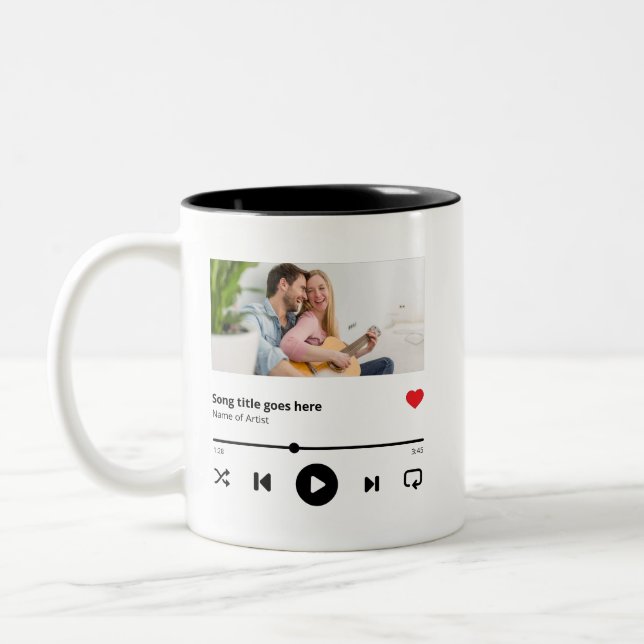 Personalisiert Song Album Foto Music Lover Zweifarbige Tasse (Links)