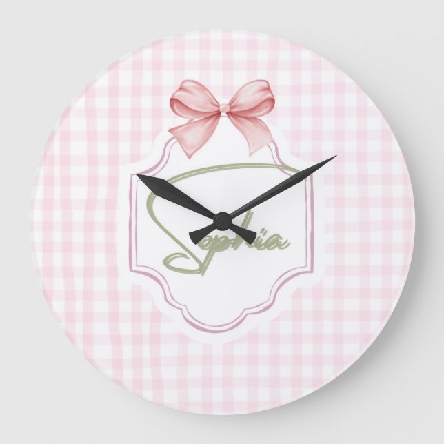 Personalisiert Sophia Baby Girl Kinderzimmer Bow&G Große Wanduhr (Vorderseite)
