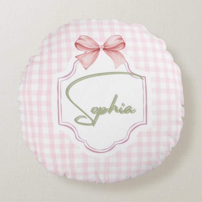 Personalisiert Sophia Baby Girl Kinderzimmer Bow&G Rundes Kissen (Vorderseite)
