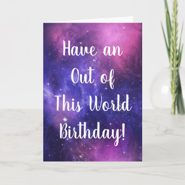Personalisiert Space Sky Lila & Magenta Geburtstag Karte (Vorderseite)