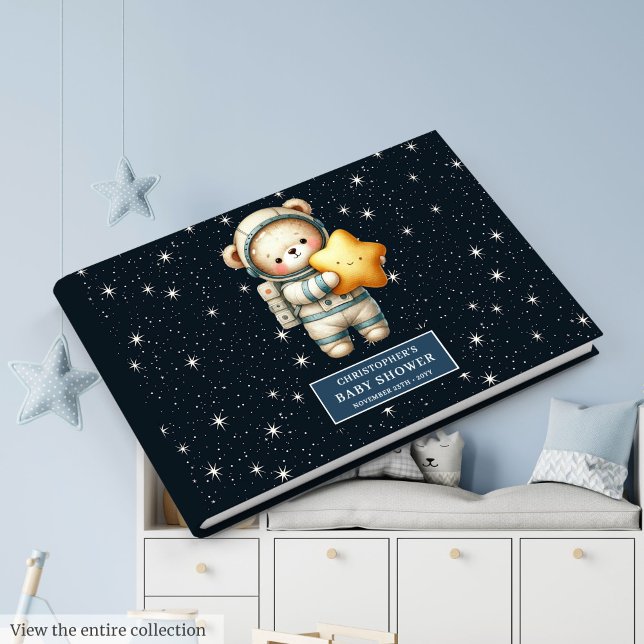Personalisiert Space Teddy Bären Guest Book Baby B Gästebuch (Personalized Space Teddy Bear Guest Book Baby Boy)