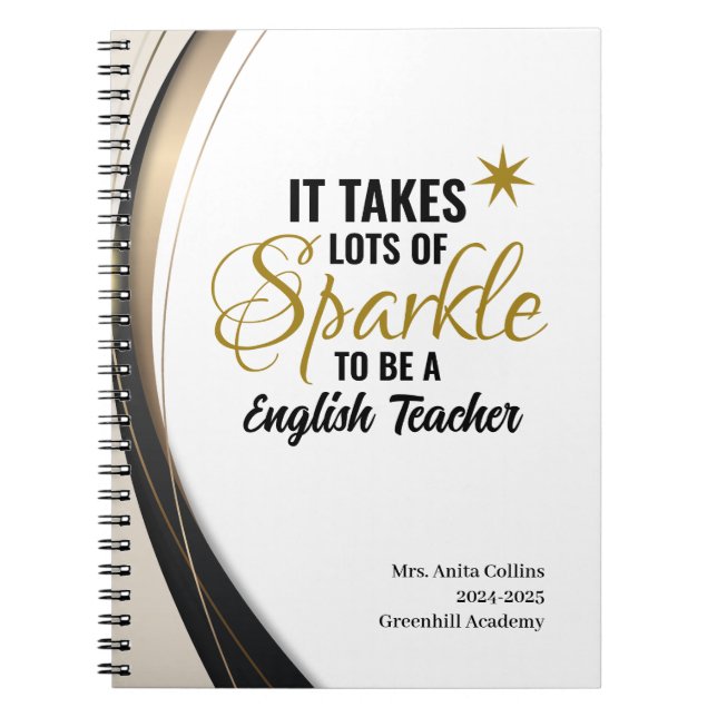 Personalisiert Sparkle English Teacher Notebook Notizblock (Vorderseite)