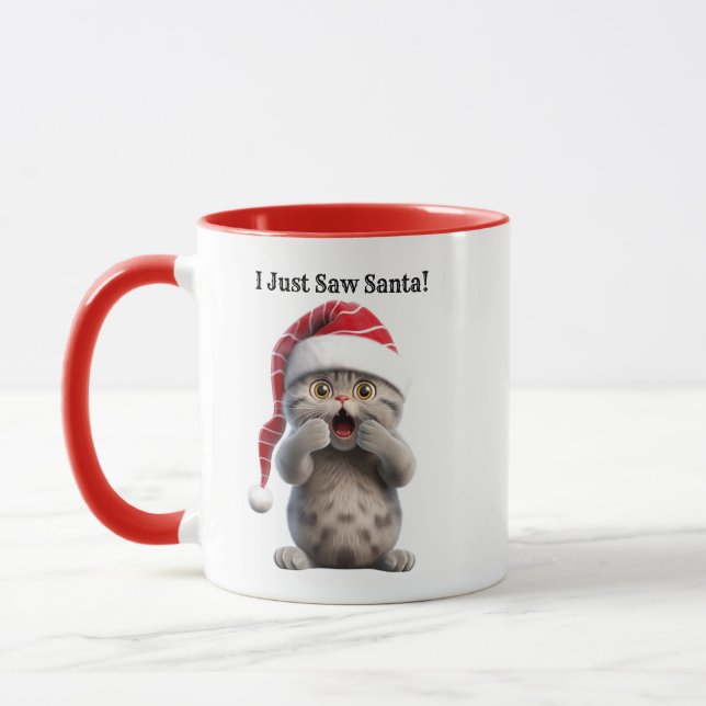 Personalisiert Spaß Katze Weihnachten Tasse (Links)