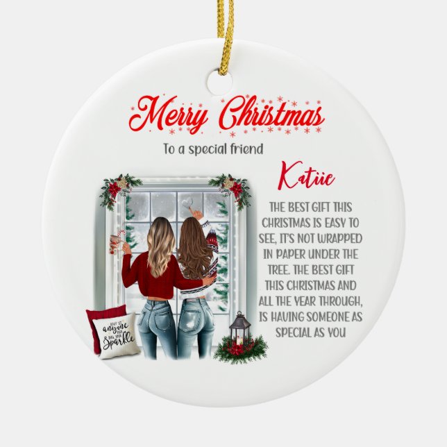 Personalisiert Special Best Friends Keramik Ornament (Vorne)