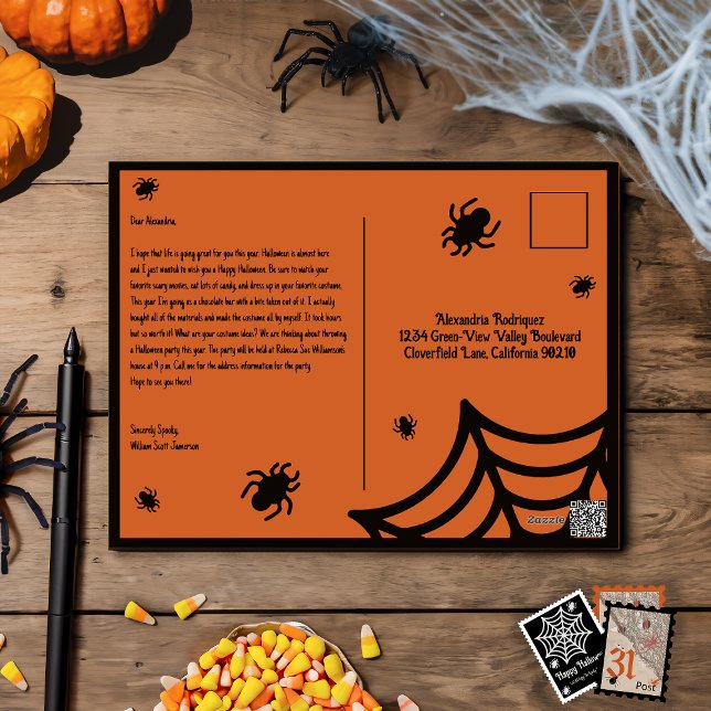 Personalisiert Spiderweb Halloween Feiertagspostkarte (Von Creator hochgeladen)
