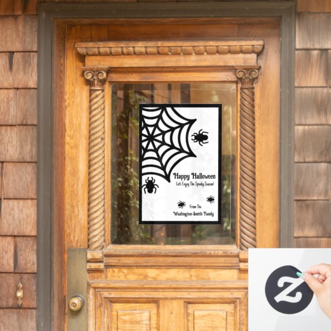 Personalisiert Spiderweb Halloween Fensteraufkleber (Haustür)