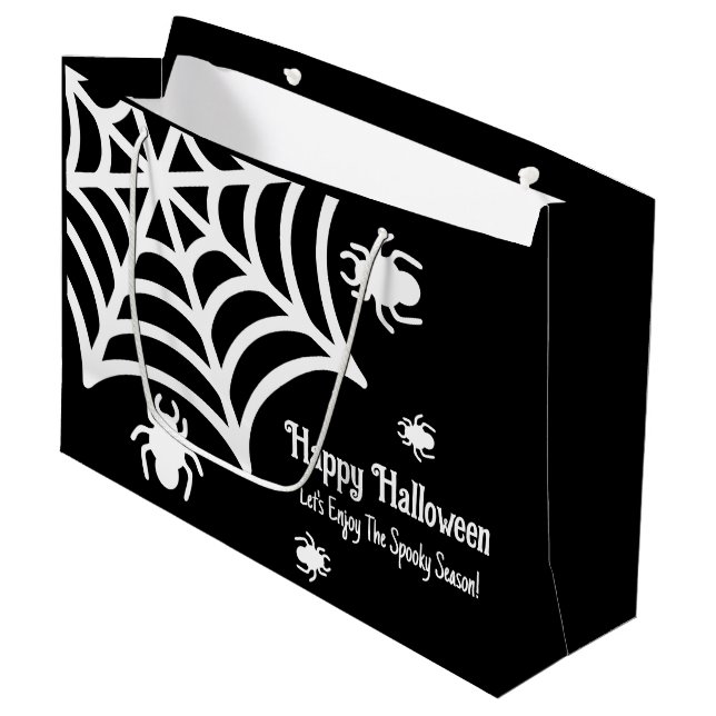 Personalisiert Spiderweb Halloween Große Geschenktüte (Vorderseite Schrägansicht)