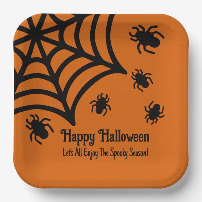 Personalisiert Spiderweb Halloween Pappteller (Vorderseite)