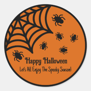 Personalisiert Spiderweb Halloween Runder Aufkleber