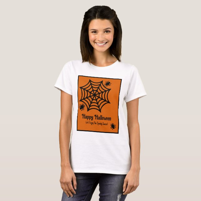 Personalisiert Spiderweb Halloween T-Shirt (Vorne ganz)