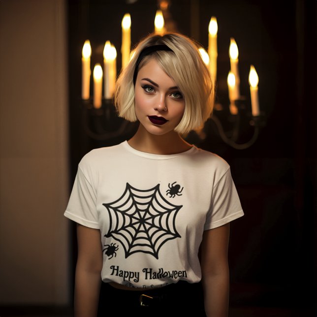Personalisiert Spiderweb Halloween T-Shirt (Von Creator hochgeladen)