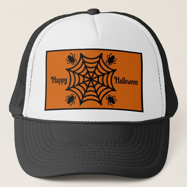 Personalisiert Spiderweb Halloween Truckerkappe (Vorderseite)