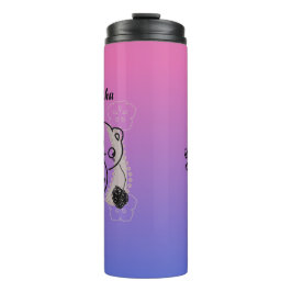 Personalisiert spielende Katze mit Garn Thermosbecher