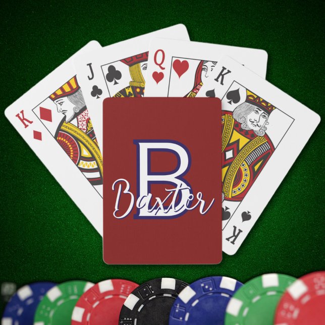 Personalisiert Spielkarten (Red White & Blue Name and Monogram Personalized Poker Cards
)